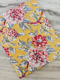 Yellow Floral Cotton Fabric, Vintage Style Rose Cotton Fabric, Flower Print Cotton Fabric, Quilting Sewing Craft Fabric, Dressmaking Fabric