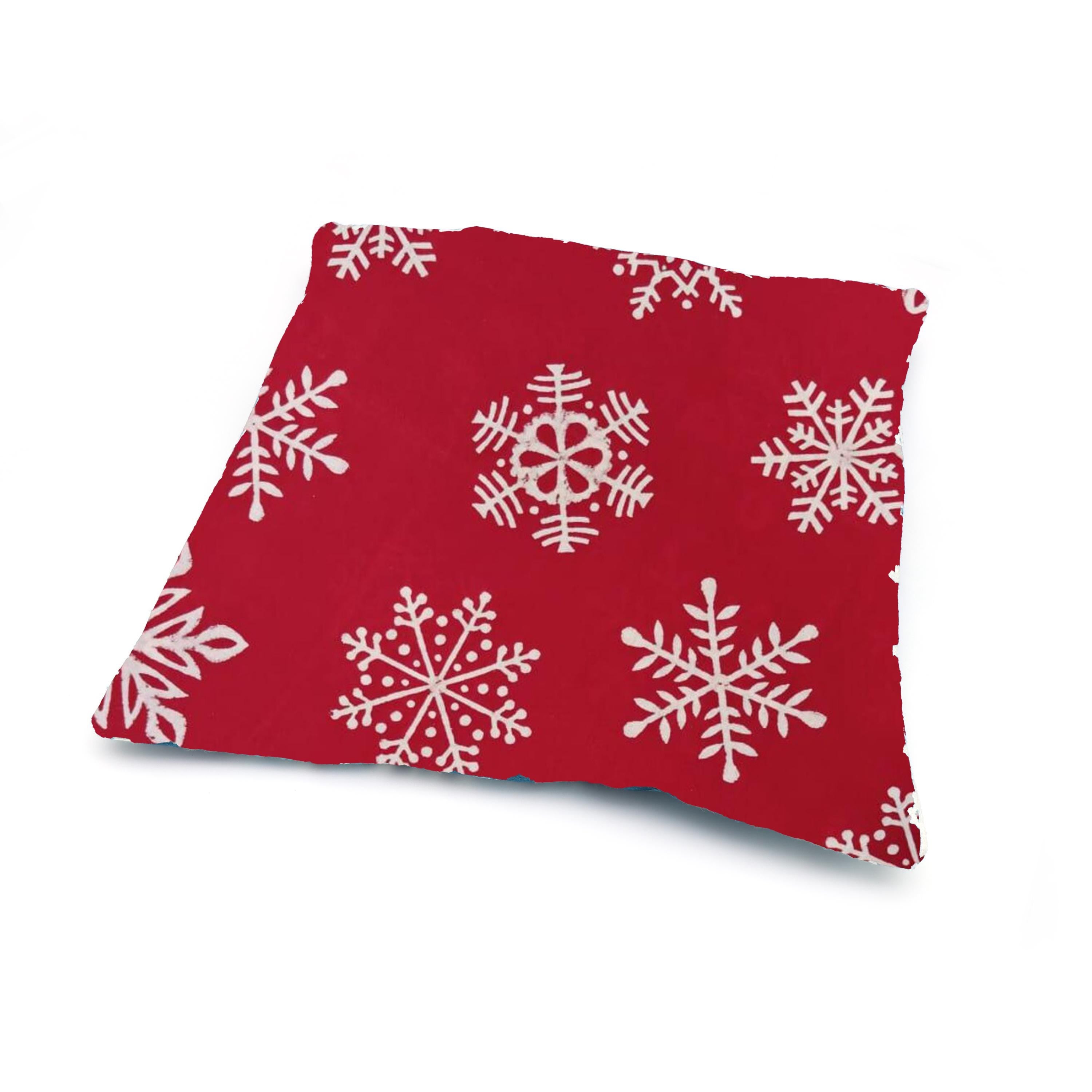 Red Christmas Cushion Cover, Cotton Snowflake Pillow Cover, Festive Holiday Decor, 16x16 Xmas Throw Pillow, Winter Christmas Home Accent