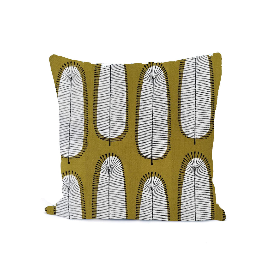 Mustard Leaf Print Cushion Cover | Hand Block Print Cotton Pillow Cover | Modern Boho Throw Pillow | Decorative Sofa Cushion | Gift For Her