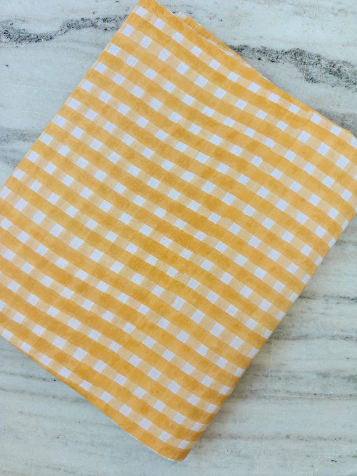 Yellow Gingham Cotton Fabric, Soft Lightweight Plaid Fabric, Sewing Fabric by the Yard, Quilting Material, Summer Picnic Pattern Textile