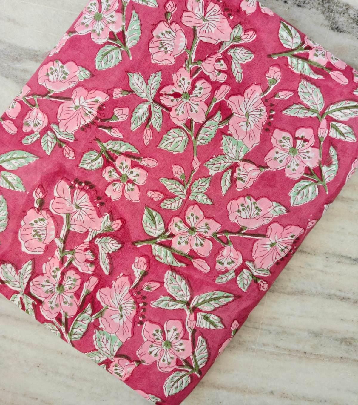 Pink Floral Cotton Fabric, Cherry Blossom Print Fabric, Lightweight Cotton Quilting Fabric, Dressmaking Fabric, Spring Flower Textile