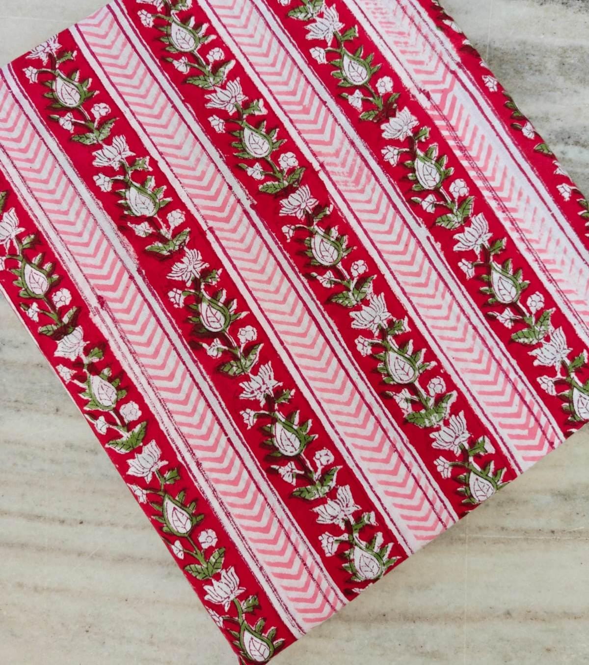 Indian Hand Block Print Fabric, Floral 100% Cotton Quilting Fabric By The Yard, Fabric For Dress Making, Loose Running Fabric, Napkin Fabric