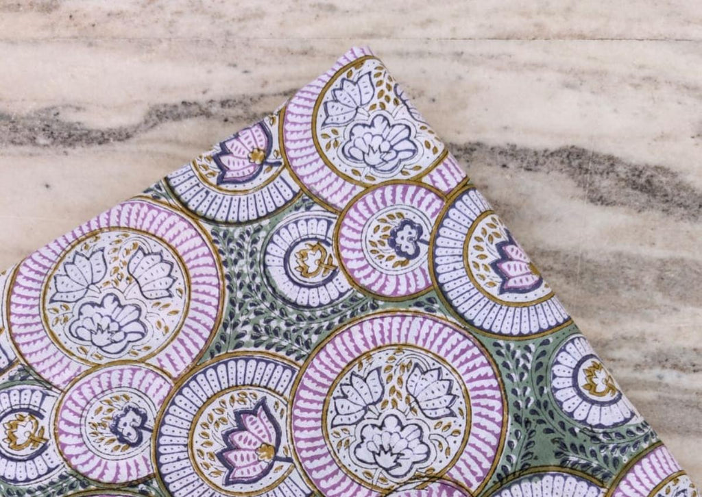 Beautiful Multi Color Indian Hand Block Print Fabric, Floral 100% Cotton Quilting Fabric By The Yard, Chakra Design Fabric Dress Making