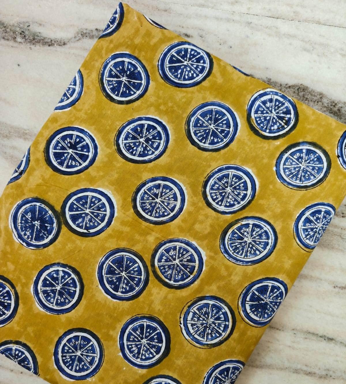 Lemon Print Cotton Fabric, Yellow Blue Citrus Fabric, Fruit Pattern Cotton, Summer Quilting Sewing Fabric, Dressmaking Craft Fabric by Yard