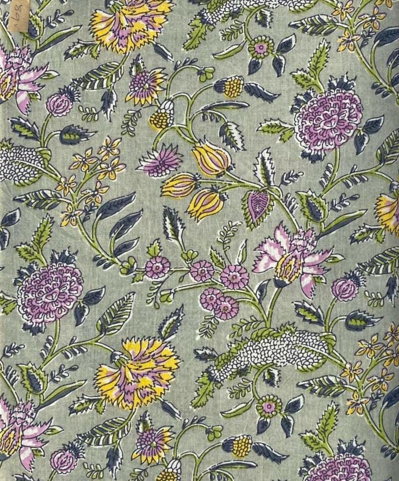 Floral Cotton Fabric, Sage Green Botanical Print, Vintage Style Flower Fabric, Soft Quilting Cotton, Cottagecore Fabric by the Yard, Napkins