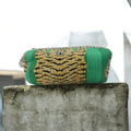 Handmade Quilted Tiger Print Cosmetic Pouch | Green Fabric Zipper Makeup & Toiletry Bag | Quilted Pouch | Green Cosmetic Bag | Gift For Her