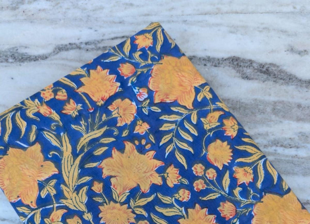 Hand Block Print Indian Soft Cotton Fabric, Floral Quilting Fabric, Loose Running Fabric, Fabric By The Yard, Fabric For Personlized Drees
