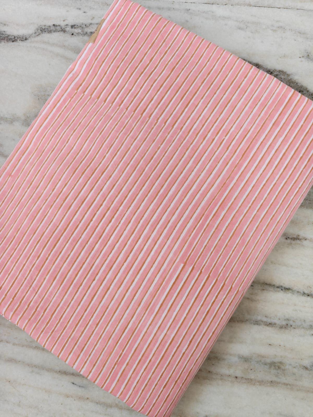 Pink Striped Cotton Fabric, Hand Block Print Fabric, Soft Cotton Sewing Fabric, Dressmaking Fabric, Craft Fabric, Indian Cotton Textile
