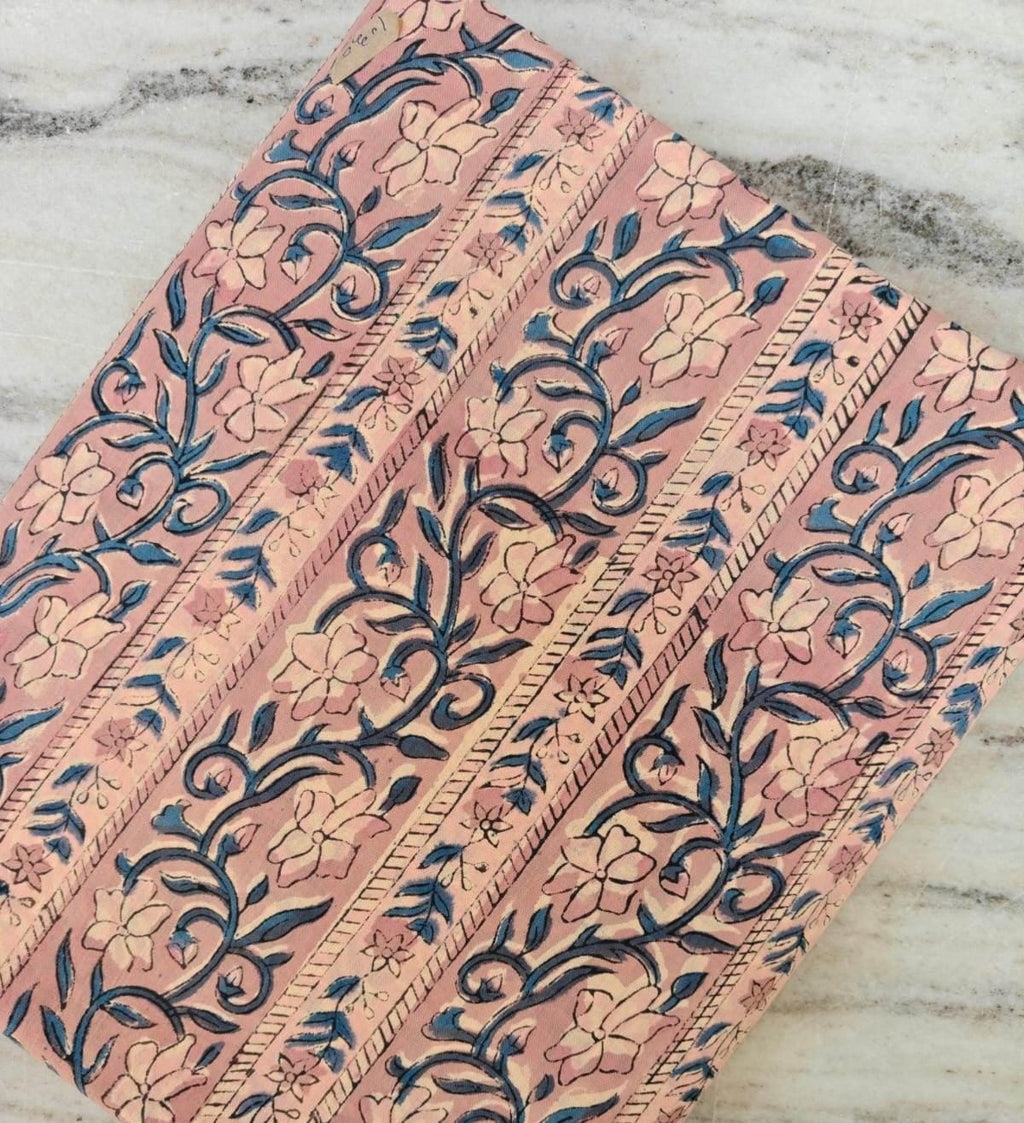 Pink & Indigo Floral Cotton Fabric, Vintage Style Botanical Print, Soft Lightweight Dressmaking Fabric For Dress Making, Quilting Fabric