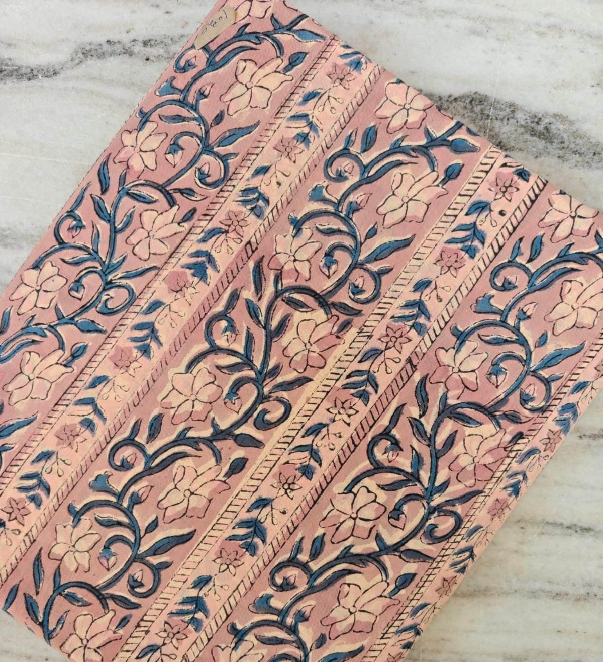 Pink & Indigo Floral Cotton Fabric, Vintage Style Botanical Print, Soft Lightweight Dressmaking Fabric For Dress Making, Quilting Fabric