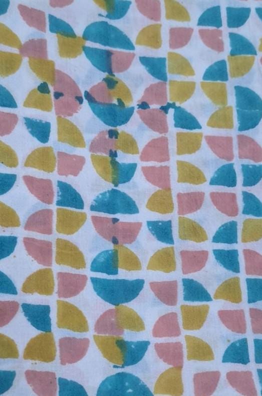 Geometric Cotton Fabric, Multicolor Block Print Fabric, Modern Pattern Cotton Fabric by Yard, Boho Craft Sewing Fabric, Quilting Dressmaking