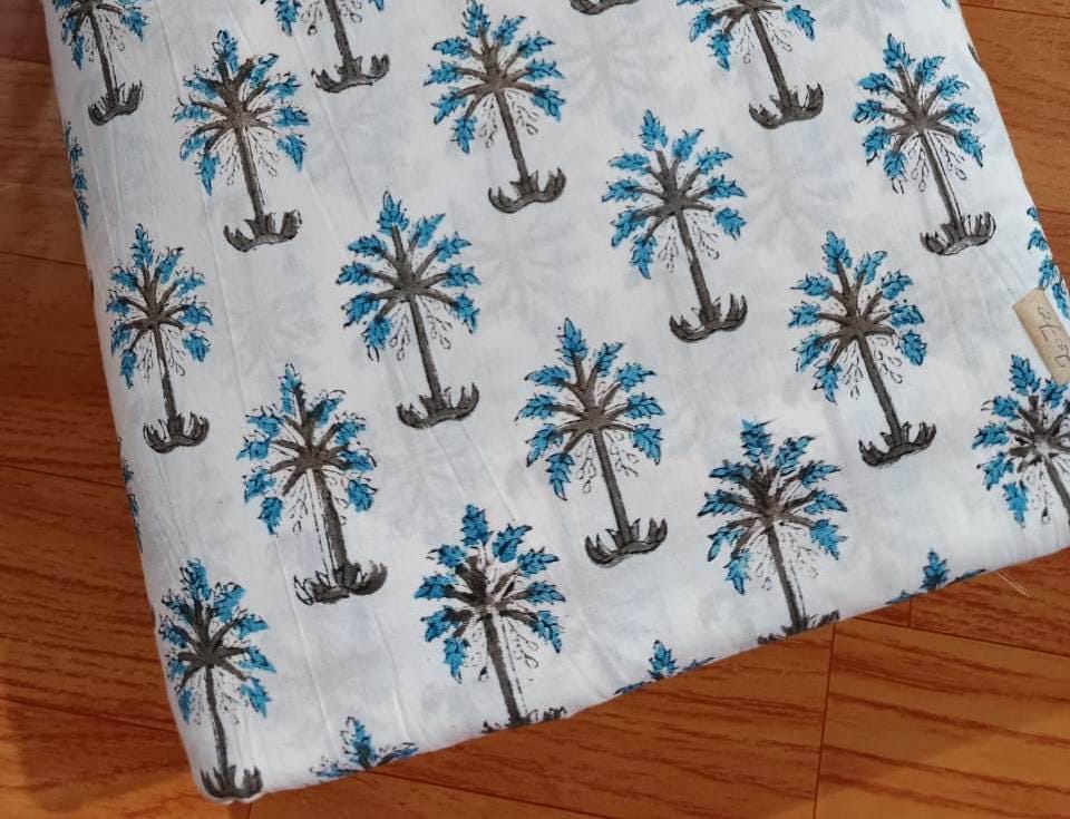 Soft Cotton, Indian Hand Block Print Fabric, Floral 100% Cotton Fabric By The Yard, Fabric for Loose Running, Dressmaking Fabric
