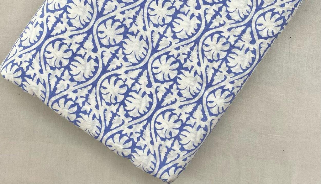 Soft Cotton, Indian Hand Block Print Fabric, Floral 100% Cotton Fabric By The Yard, Fabric for Loose Running, Dress Making, Textile Fabric