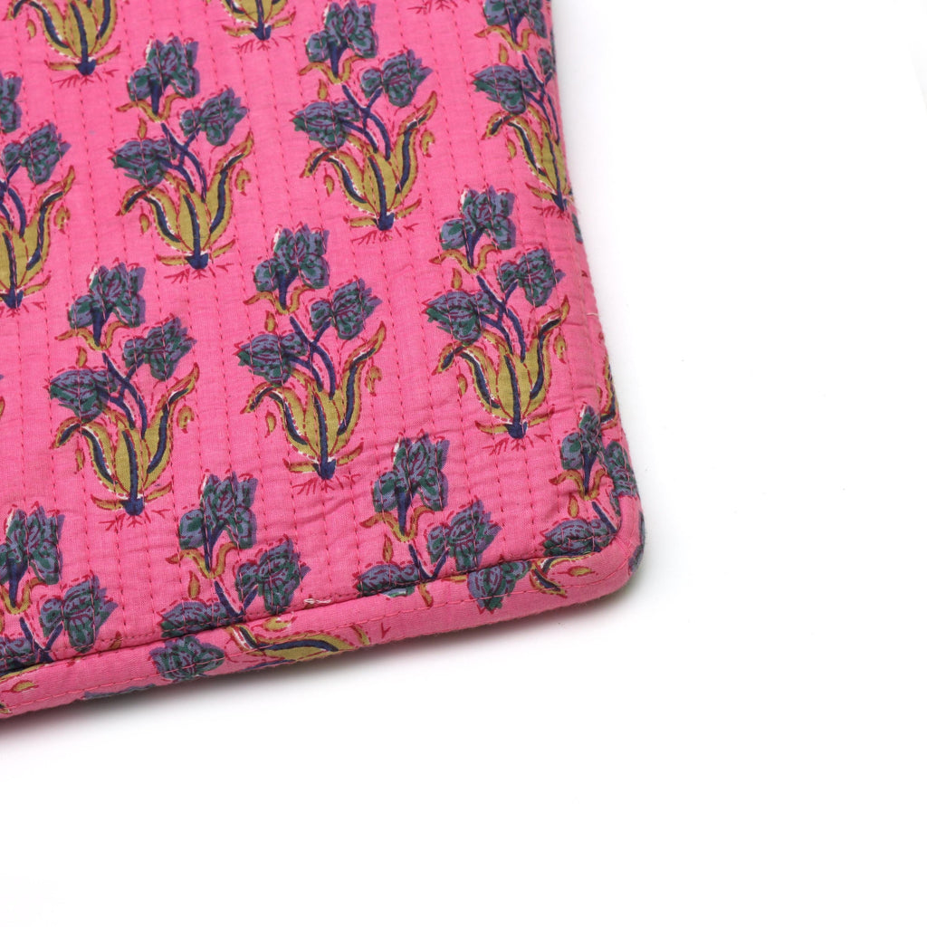 Handmade Quilted Laptop Bag | Floral Fabric Office Tote | Cotton Carry Bag with Handles | Zipper Work Bag | Gift for Women | Gift For Her