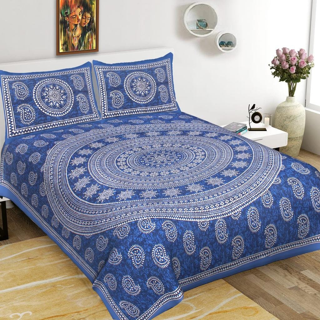 cotton bedsheet, queen size bedsheet with 2 pillow covers, handmade floral bedsheets, soft cotton flat sheets, home bedsheets