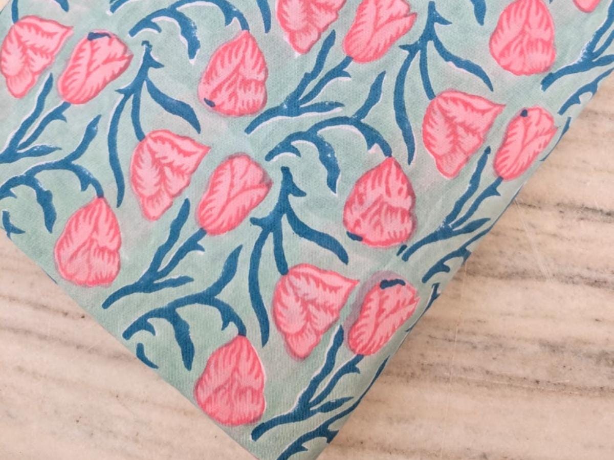 Indian Hand Block Print Fabric, Floral 100% Cotton Quilting Fabric By The Yard, Fabric For Dress Making, Loose Running Fabric, Napkin Fabric