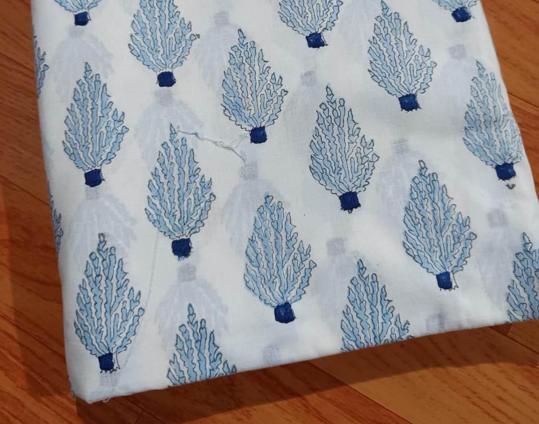 Soft Cotton, Indian Hand Block Print Fabric, Floral 100% Cotton Fabric By The Yard, Fabric for Loose Running, Dress Making, Textile Fabric