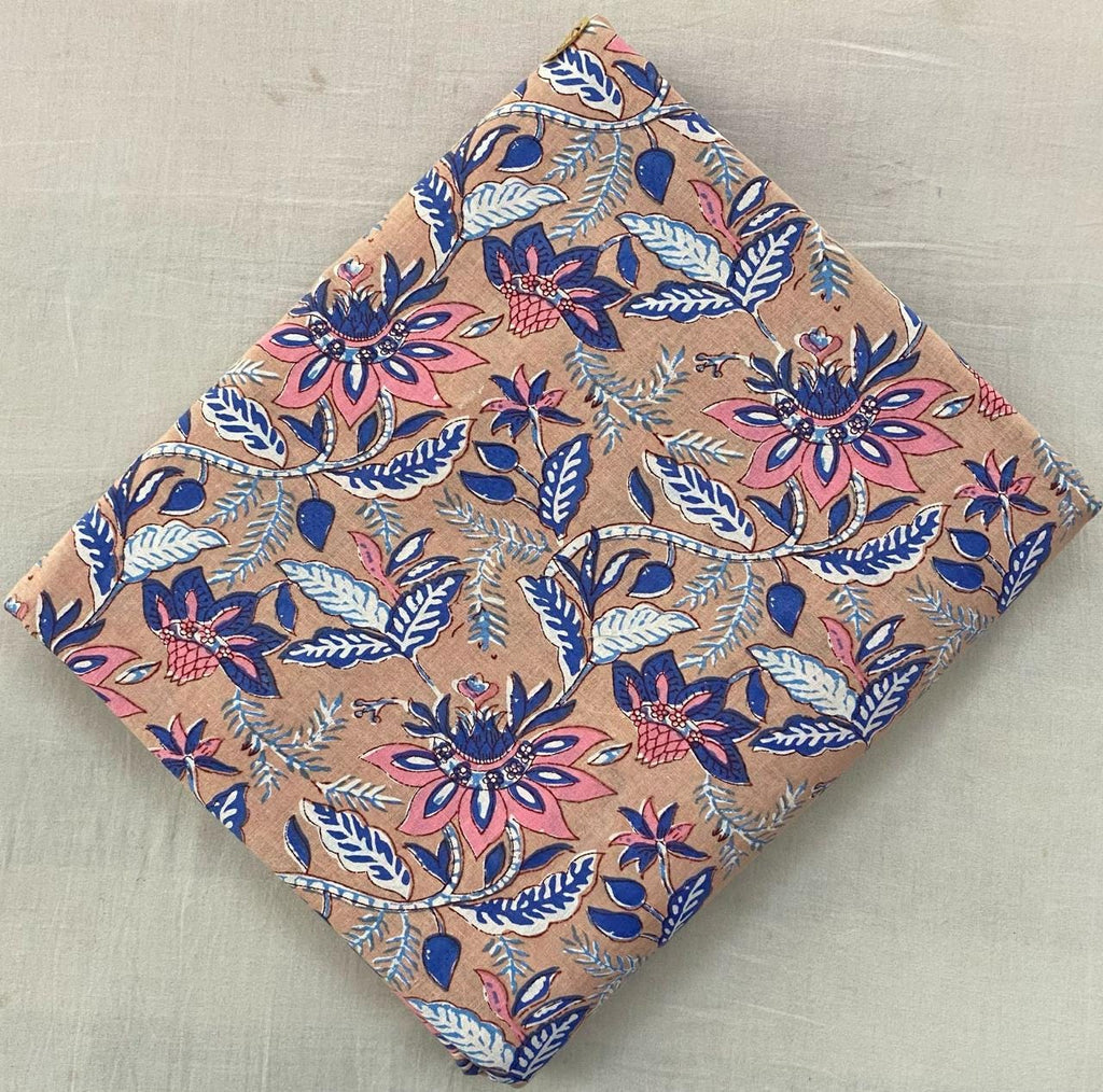 Indian Hand Block Print Fabric, Floral 100% Cotton Quilting Fabric By The Yard, Fabric For Dress Making, Loose Running Fabric, Napkin Fabric