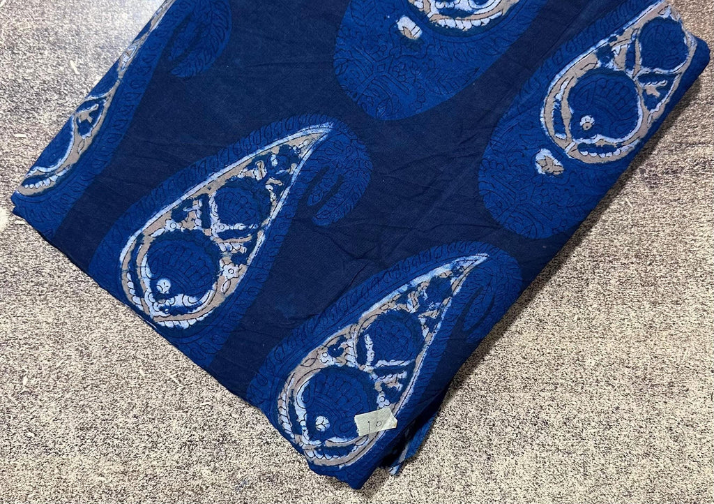 Indigo Blue Paisley Cotton Fabric, Hand Block Print Cotton Fabric, Indian Indigo Fabric by Yard, Soft Cotton for Sewing Quilting Dressmaking