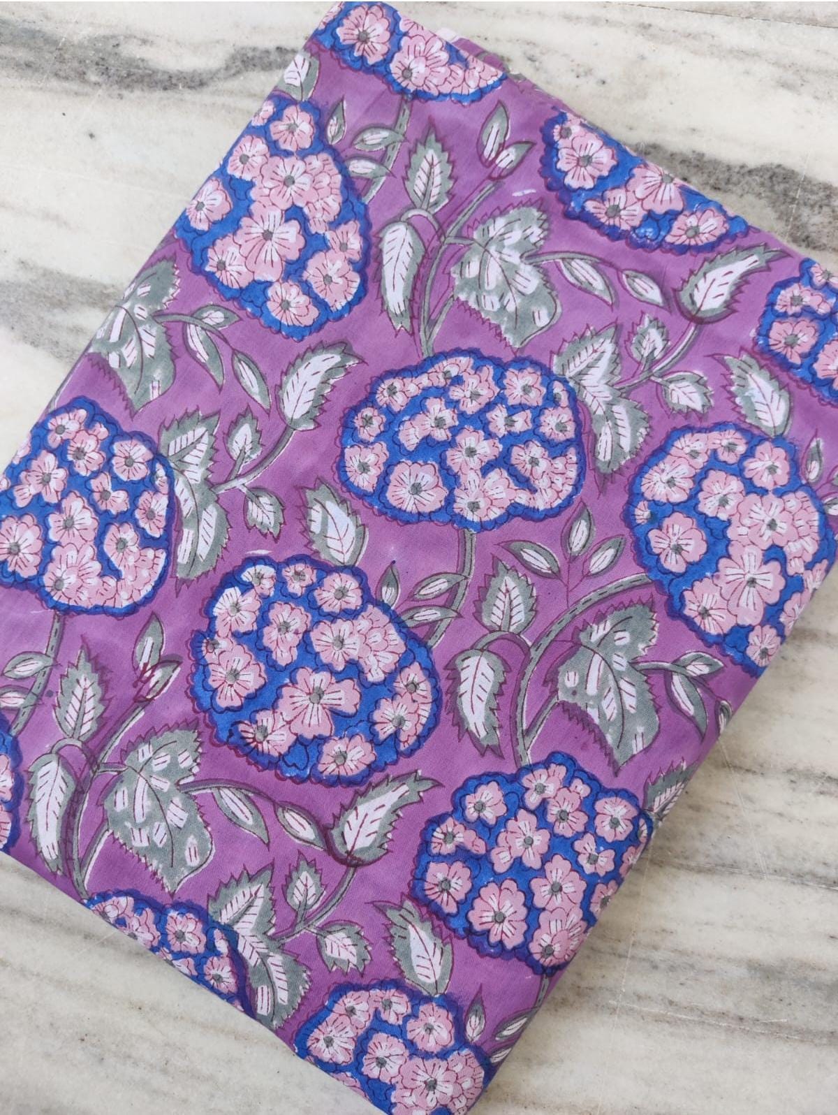 Pink Indian Hand Block Print Fabric, Floral 100% Cotton Quilting Fabric By The Yard, Handmade Fabric, Loose Running Fabric, Textile Fabric