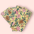 Hand Block Printed Organic Cotton Napkins - Eco-Friendly Table Decor, Set of 4