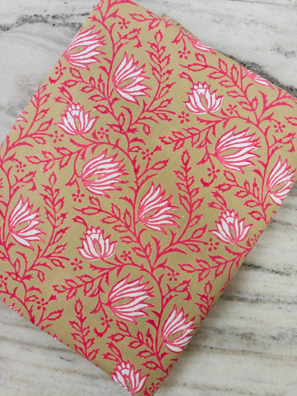 Pink Floral Cotton Fabric, Hand Block Print Fabric, Indian Cotton By The Yard, Flower Fabric Napkins, Soft Cotton Dressmaking Loose Fabric