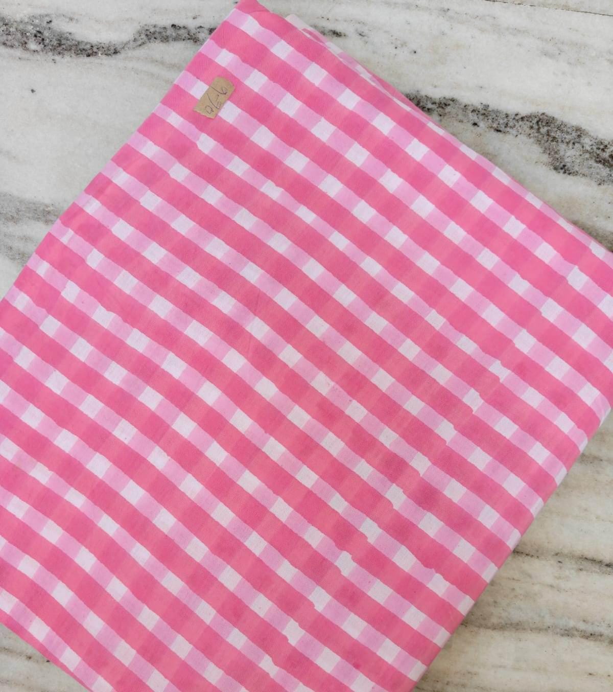 Pink Gingham Cotton Fabric, Large Check Plaid Fabric by Yard, Soft Cotton Cloth for Sewing, Quilting, Dressmaking Picnic Fabric Craft Fabric