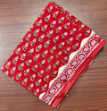 Red Floral Hand Block Print Cotton Fabric, Indian Block Printed Fabric by Yard, Ethnic Flower Print Fabric for Dress, Loose Running Fabric