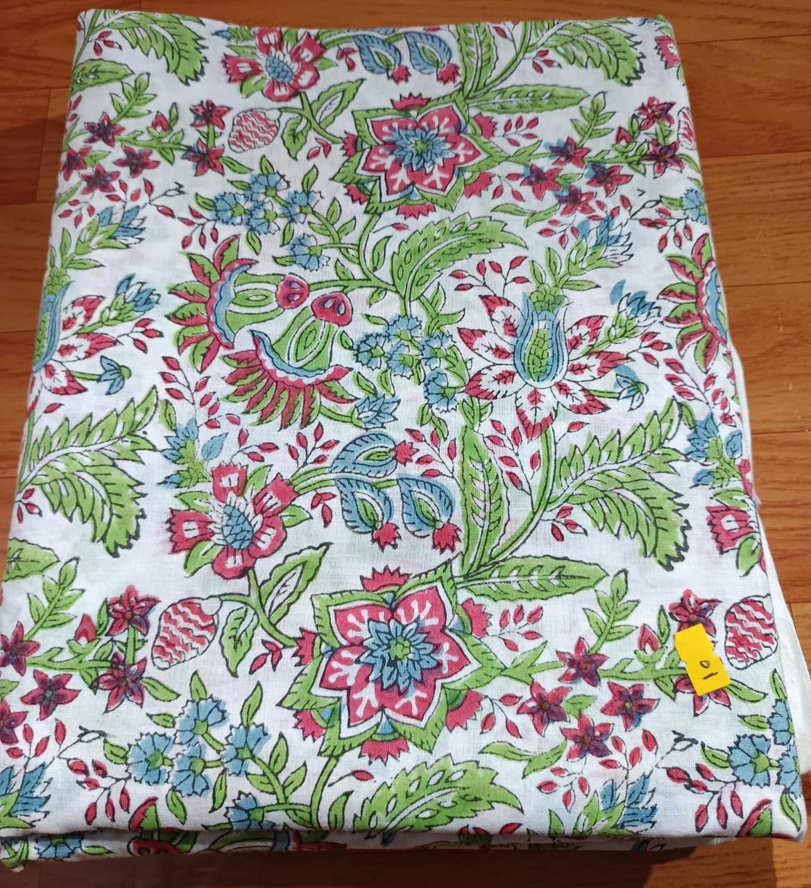 Soft Cotton, Indian Hand Block Print Fabric, Floral 100% Cotton Fabric By The Yard, Fabric for Loose Running, Dressmaking Fabric