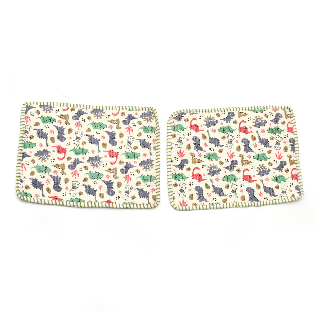 Dinosaur Quilted Placemats Set, Kids Cotton Table Mats, Cute Dino Dining Decor, Indian Elephant Print Mini Placement, Personalised Gifts