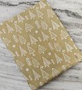 Christmas Cotton Fabric with White Tree Print, Holiday Block Print Fabric by the Yard, Quilting, Sewing, Festive Crafts & Home Decor