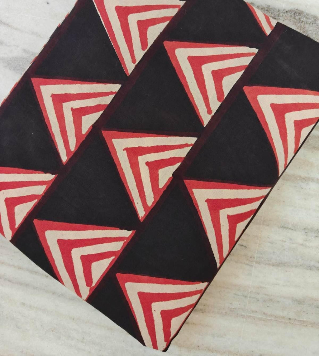 Black Red Geometric Triangle Cotton Fabric, Modern Abstract Print Fabric by Yard, Japanese Style Cotton Fabric, Sewing Craft Fabric UK USA
