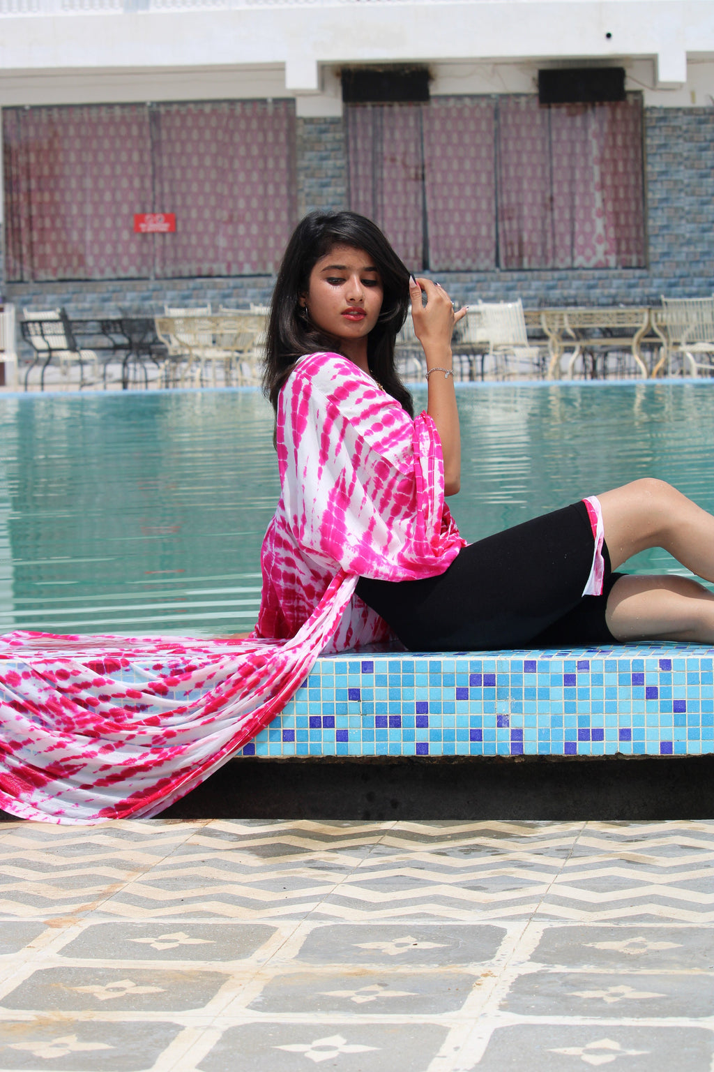 Pink Tie Dye Rayon Kimono Robe - Long Sleeve Duster