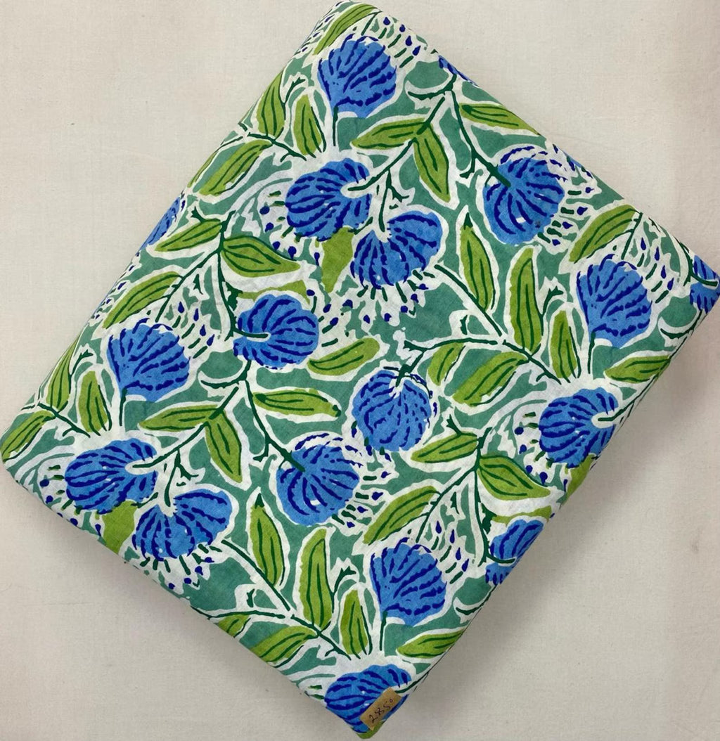 Soft Cotton, Indian Hand Block Print Fabric, Floral 100% Cotton Fabric By The Yard, Fabric for Loose Running, Dress Making, Textile Fabric
