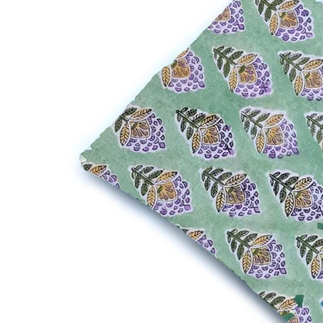 Hand Block Printed Cotton Cushion Cover, Green Floral Pillow Cover, Boho Decorative Throw Pillow, Handmade Cotton, Living Room Home Decor