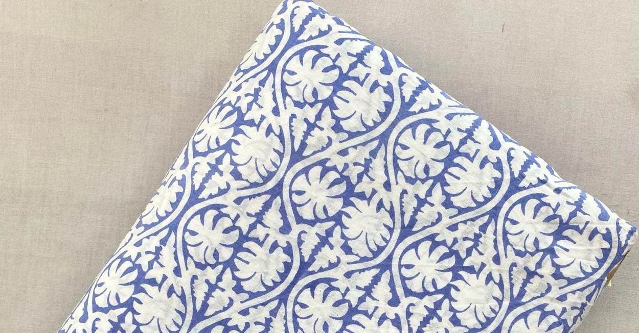 Soft Cotton, Indian Hand Block Print Fabric, Floral 100% Cotton Fabric By The Yard, Fabric for Loose Running, Dress Making, Textile Fabric