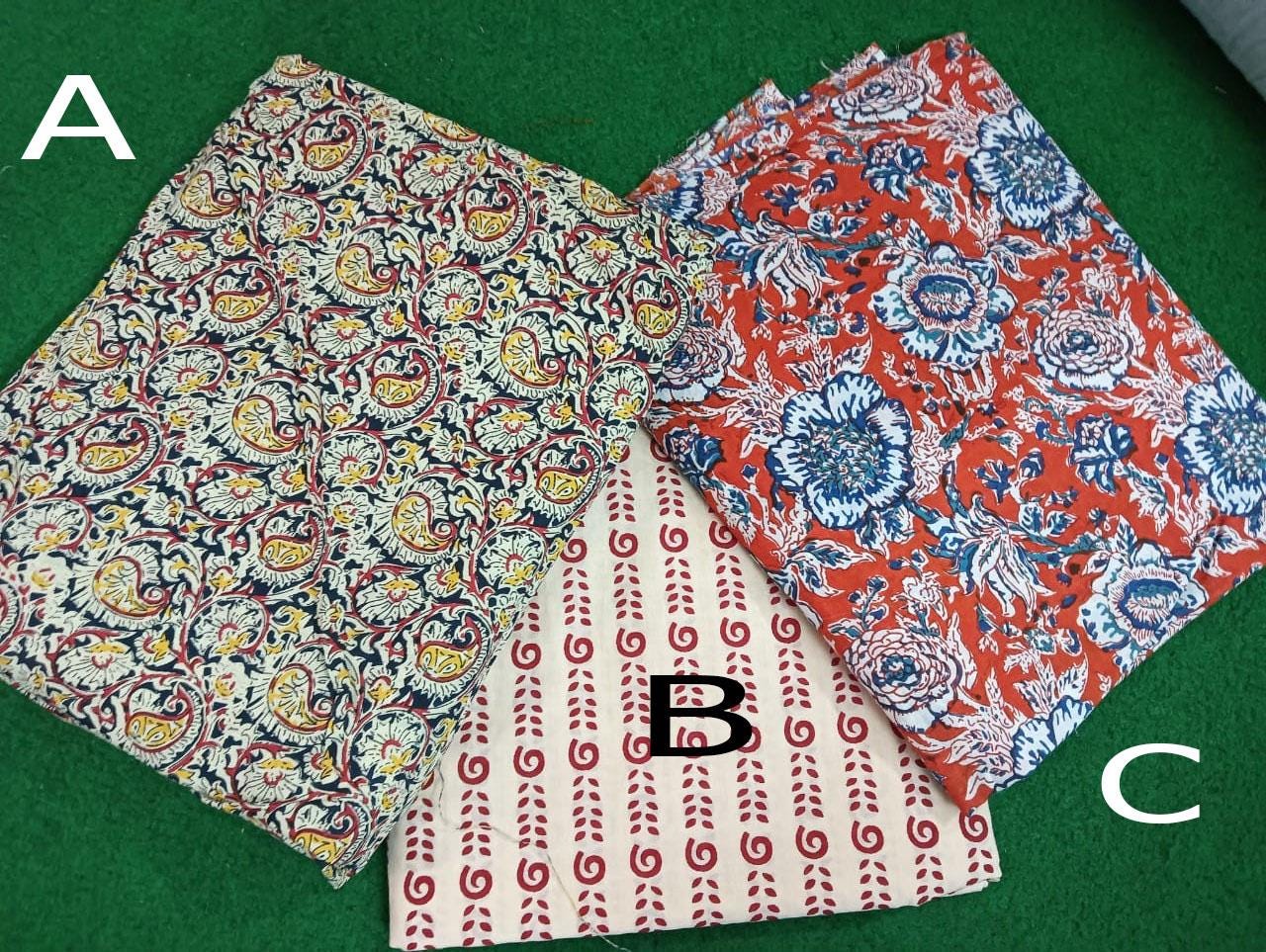Multi Color Block Print Fabric, Floral 100% Cotton Quilting Fabric By The Yard, Fabric For Dress Making, Fabric Pillow, Personlized Dress