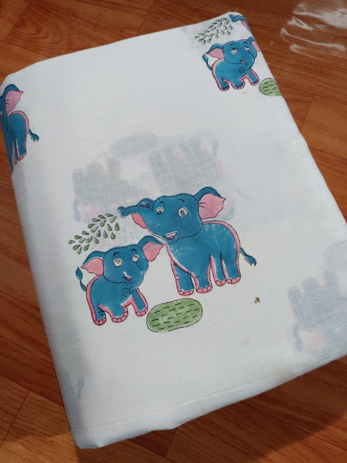 Elephant Hand Block Print Cotton Fabric, Multi Color Block Print Fabric, Floral 100% Cotton Quilting Fabric By The Yard, Dressmaking Fabric