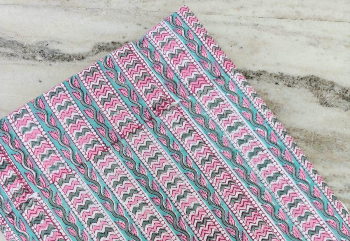 Indian Hand Block Print Fabric, Floral 100% Cotton Quilting Fabric By The Yard, Fabric For Dress Making, Loose Running Fabric, Napkin Fabric