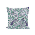 Peacock Block Print Cushion Cover, Indian Floral Pillow Cover Blue Green Cotton Throw Pillow, Handmade Decorative Cushion Bird Accent Pillow