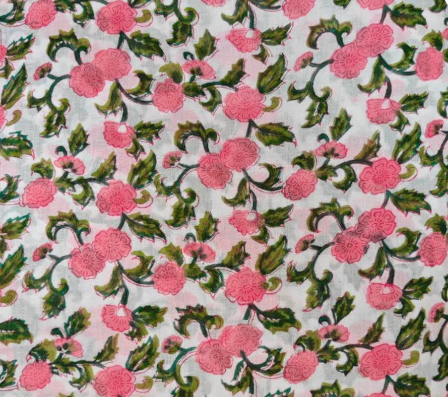 Indian Hand Block Print Fabric, Floral 100% Cotton Quilting Fabric By The Yard, Fabric For Dress Making, Loose Running Fabric, Napkin Fabric