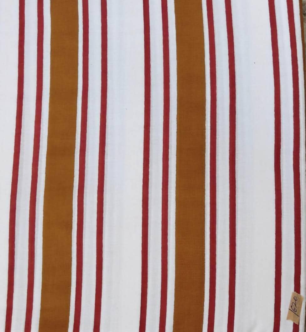 Mustard Red Stripe Cotton Fabric, Vertical Striped Fabric, Cotton Dress Material, Fabric by Yard, Curtain Upholstery Fabric, Summer Fabric