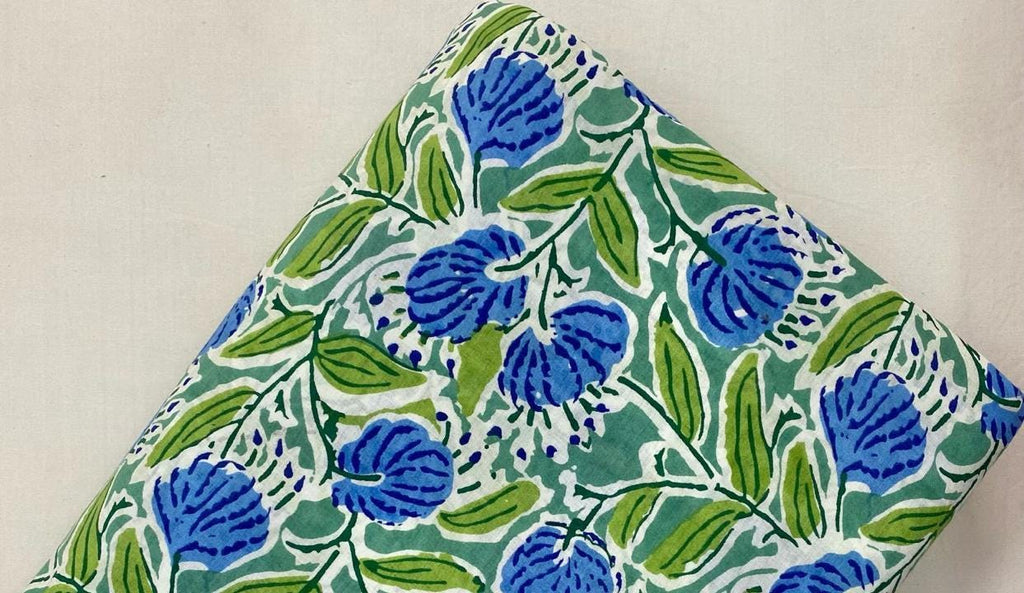 Soft Cotton, Indian Hand Block Print Fabric, Floral 100% Cotton Fabric By The Yard, Fabric for Loose Running, Dress Making, Textile Fabric