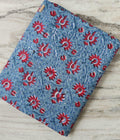 Red Floral Cotton Fabric, Blue Hand Block Print Fabric by the Yard, Indian Soft Cotton for Quilting, Sewing, Dressmaking, Home Decor