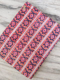 Pink Orange Striped Cotton Fabric, Hand Block Print Geometric Floral Fabric by the Yard,  Quilting, Sewing & Dressmaking, Napkins Fabric