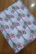 Pink Floral Cotton Fabric, Hand Block Print Fabric, Indian Floral Fabric by Yard, Soft Cotton Craft Fabric, Sewing Quilting Fabric, Napkins