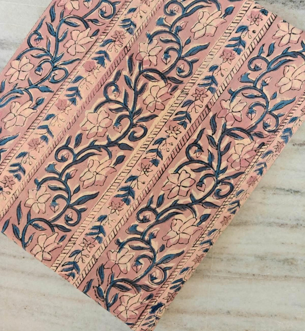 Pink & Indigo Floral Cotton Fabric, Vintage Style Botanical Print, Soft Lightweight Dressmaking Fabric For Dress Making, Quilting Fabric