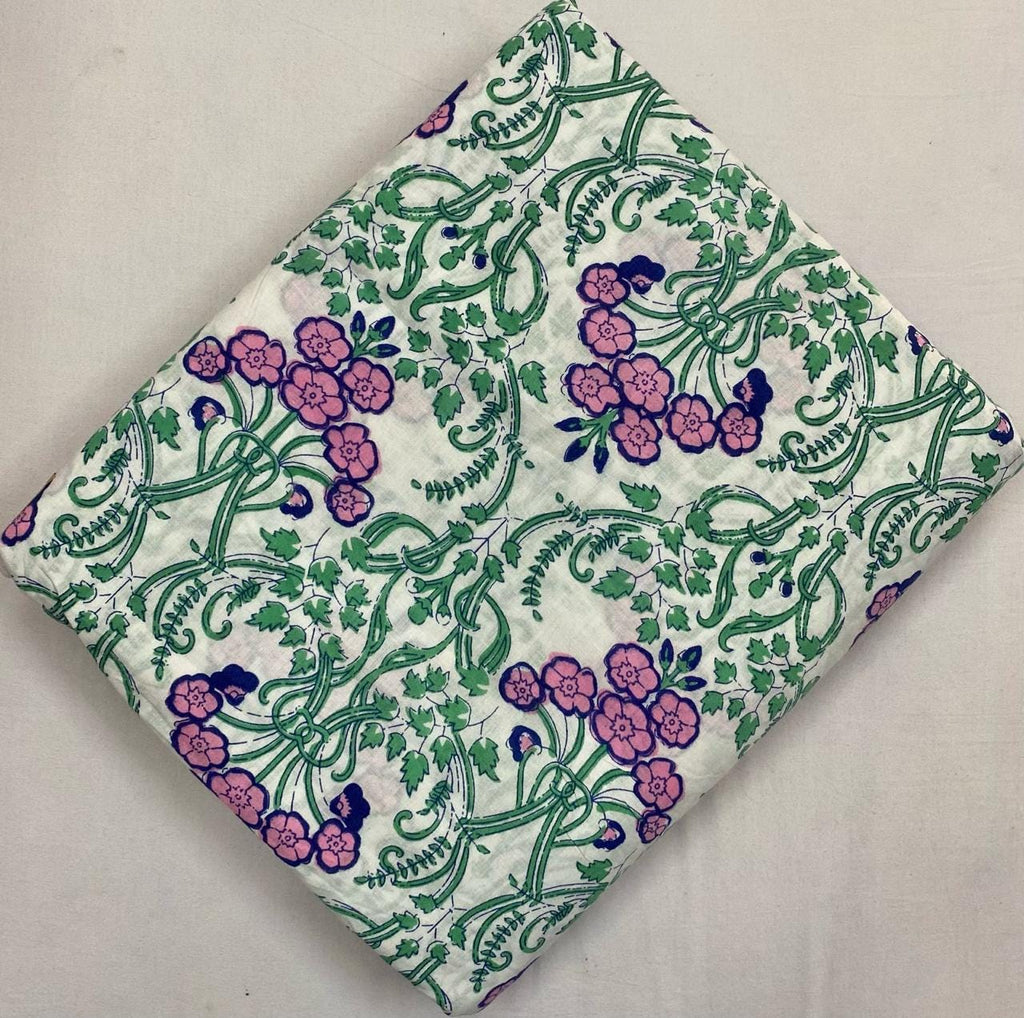 Indian Hand Block Print Fabric, Floral 100% Cotton Quilting Fabric By The Yard, Sewing Fabric Loose Running Fabric, Table Cover Fabric, Gift