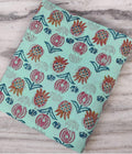 Mint Green Floral Cotton Fabric: Hand Block Print, Quilting & Sewing