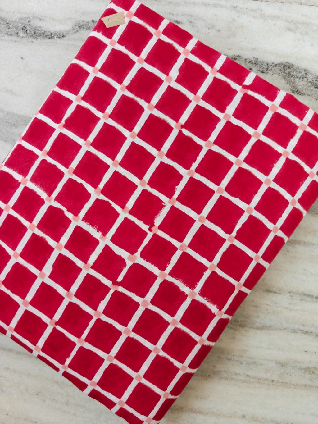 Red Checkered Cotton Fabric, Geometric Grid Print Fabric by Yard, Modern Cotton Fabric for Quilting Sewing Craft Dressmaking, Running Fabric